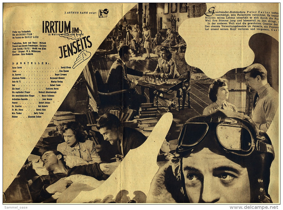 "Filmpost" "Irrtum Im Jenseits" Mit David Niven - Kim Hunter  -  Filmprogramm Nr. 202 Von Ca. 1948 - Sonstige & Ohne Zuordnung