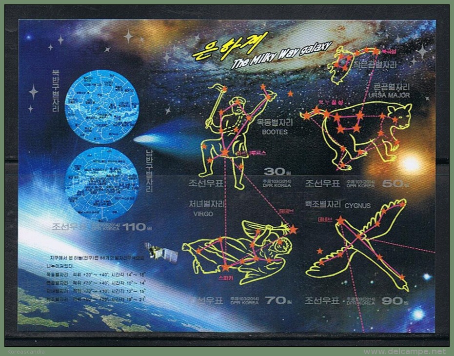 NORTH KOREA 2014 THE MILKY WAY GALAXY SHEET IMPERFORATED - Astrologie