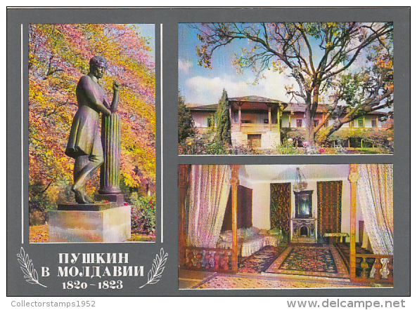 3632- CHISINAU- LAEXANDER PUSHKIN HOUSE, STATUE, POSTCARD - Moldavie