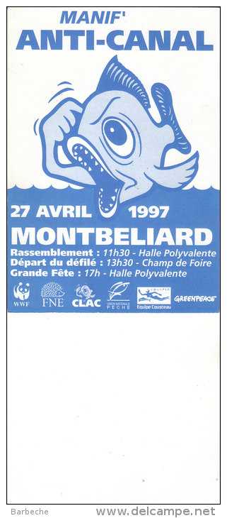 25.- MANIF ANTI-CANAL 27 Avril 1997 MONTBELIARD - Programmes