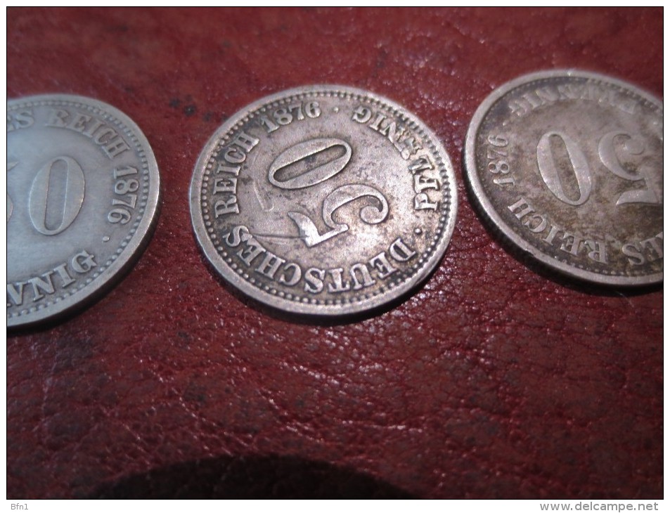 4* 50 Pfennig - 1876- Métal  Argent -  LETTRES A- B- H VOIR PHOTOS - 50 Pfennig