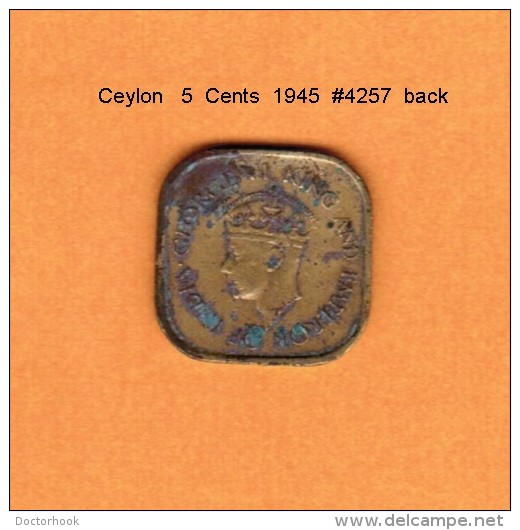 CEYLON   5  CENTS  1945 (KM # 113.2) - Colonias