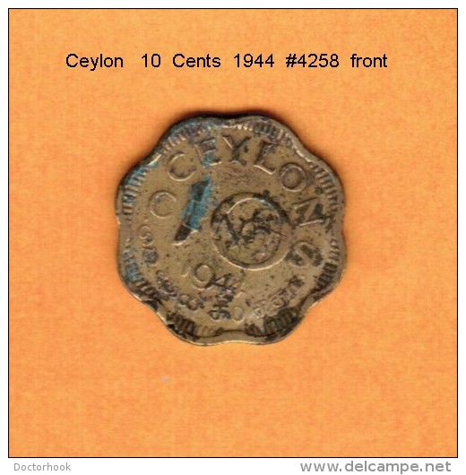 CEYLON   10  CENTS  1944 (KM # 118) - Colonies