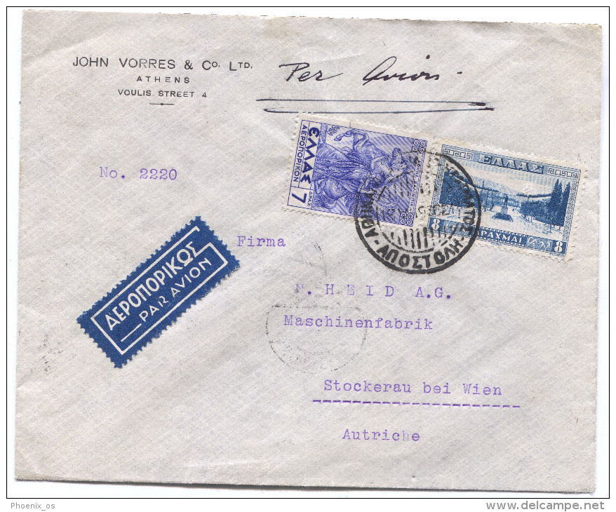 Greece, ATHENS,Athinai, 1936. Air Mail, Memorandum Envelope - Otros & Sin Clasificación