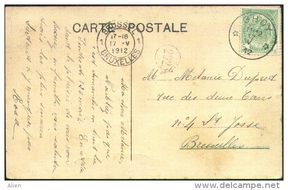 5 Ct Op Kaart Naar Brussel 1912 Van Depot Relais GHOY. - Sellos Con Estrellas