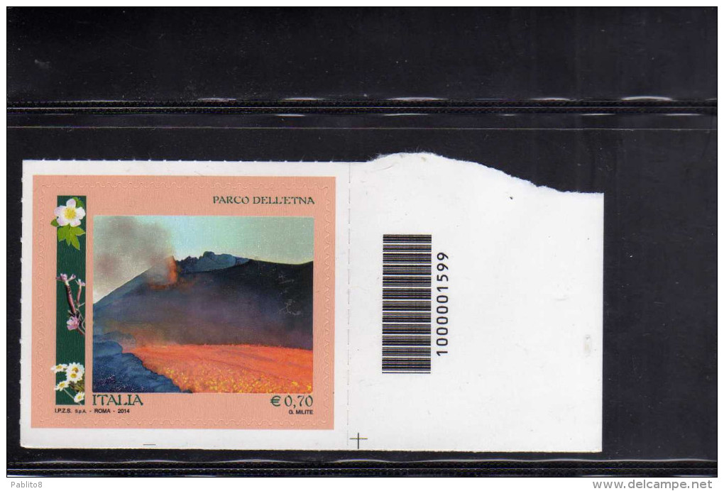 ITALIA REPUBBLICA ITALY REPUBLIC  2014 CODICE A BARRE PARCO DELL´ETNA MNH - Code-barres