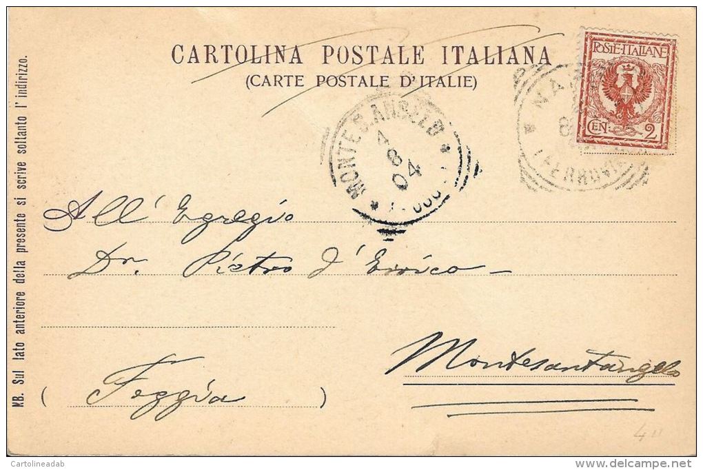 [DC5573] CARTOLINA - CUOIDO ADDORMENTATO - Viaggiata 1904 - Old Postcard - Angels