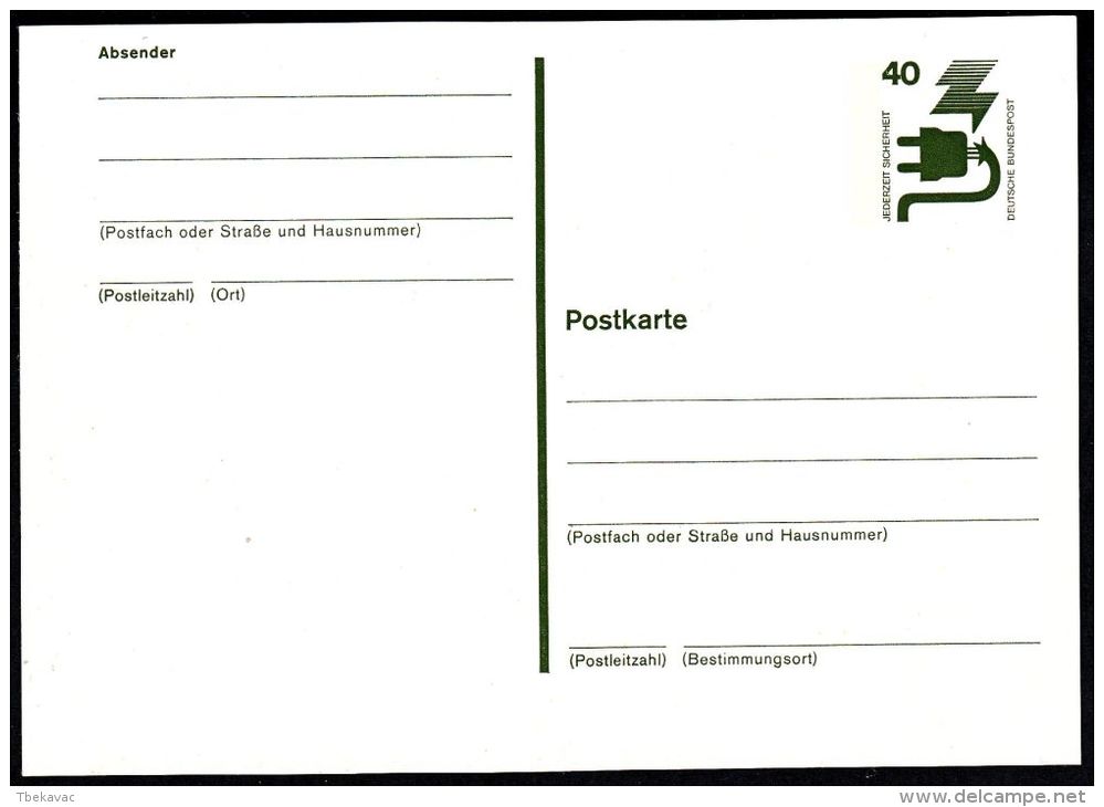 Germany 1977, Postal Stationery "Jederzeit Sicherheit" 40 Pf., Mint, Ref.bbzg - Cartes Postales - Neuves