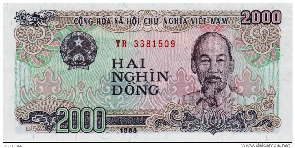 VIETNAM 2000 DONG BANKNOTE 1988 PICK NO.107 UNCIRCULATED UNC - Vietnam