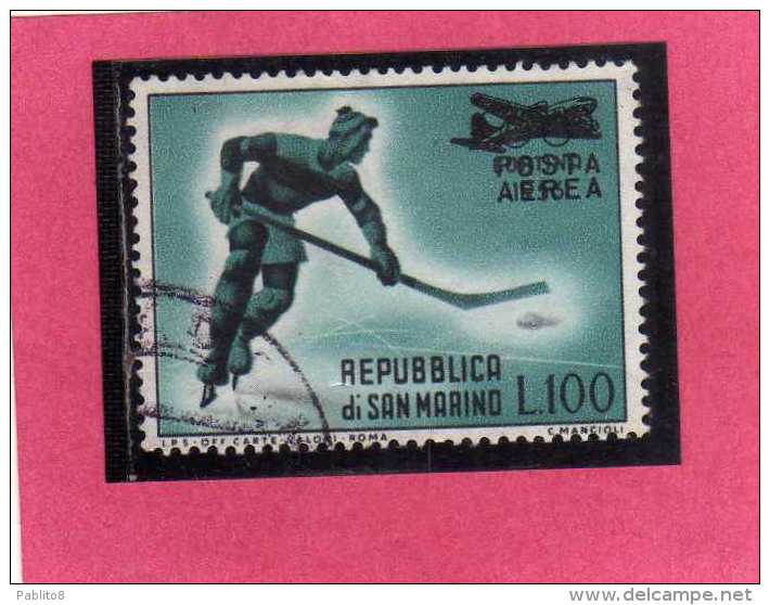 SAN MARINO 1956 POSTA AEREA AIR MAIL GIOCHI OLIMPICI CORTINA D´AMPEZZO OLYMPIC GAMES USATO USED - Posta Aerea