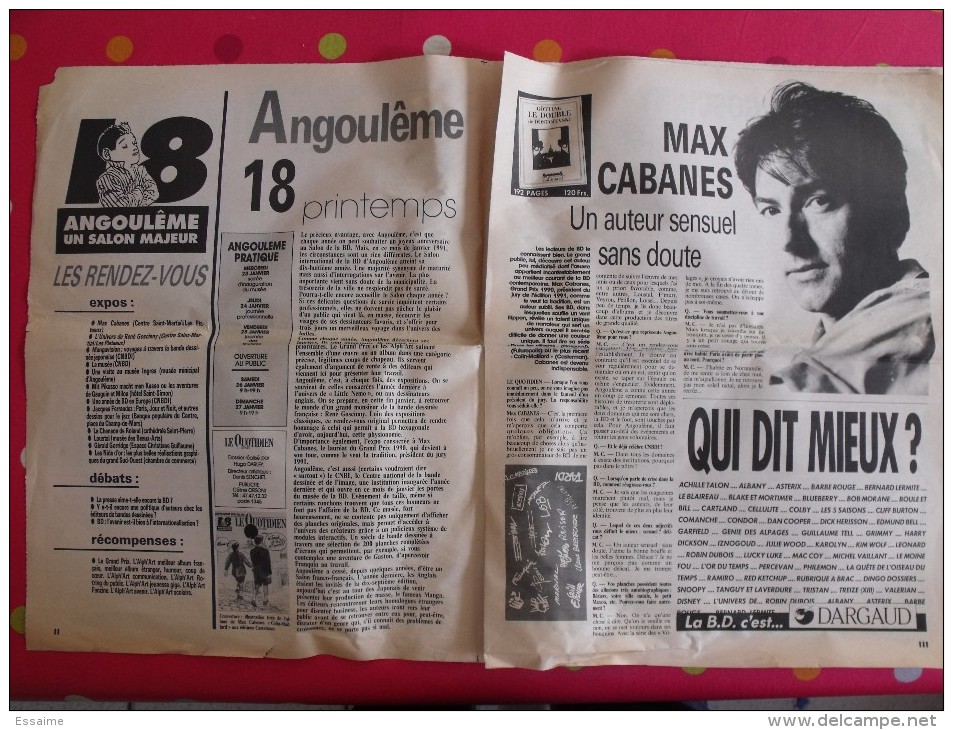 Le Quotidien De Paris. Supplément Spécial Salon BD Angoulême 1991. 8 Pages. Cabanes Goscinny, Bilal , Mézières - Persboek