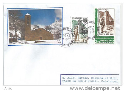 Belle Lettre Philatélique Eglises Romanes D'Andorre, Adressée En Catalogne. - Maschinenstempel (EMA)