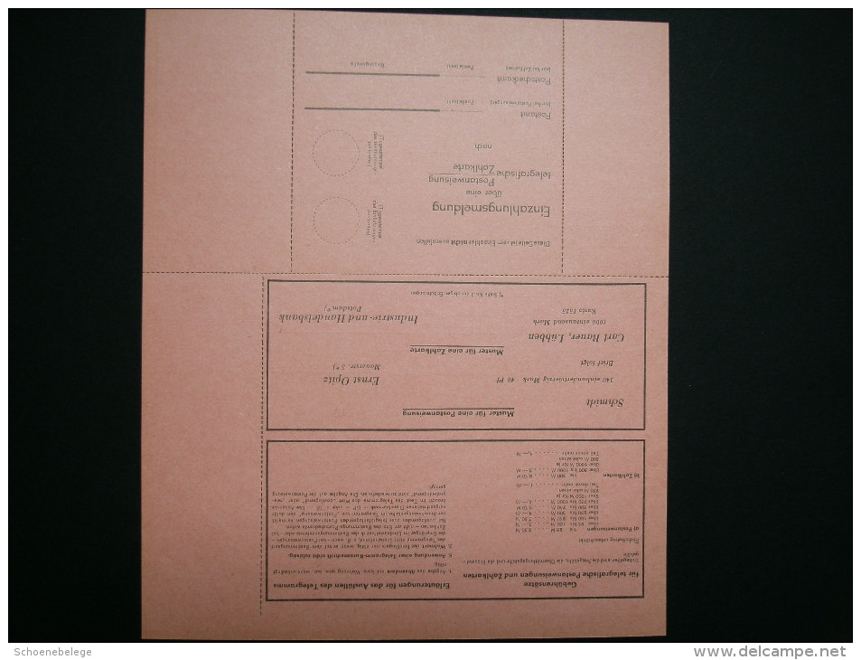 A2906) DDR Telegrafische Postanweisung C90c Ungebraucht Kpl. - Briefe U. Dokumente