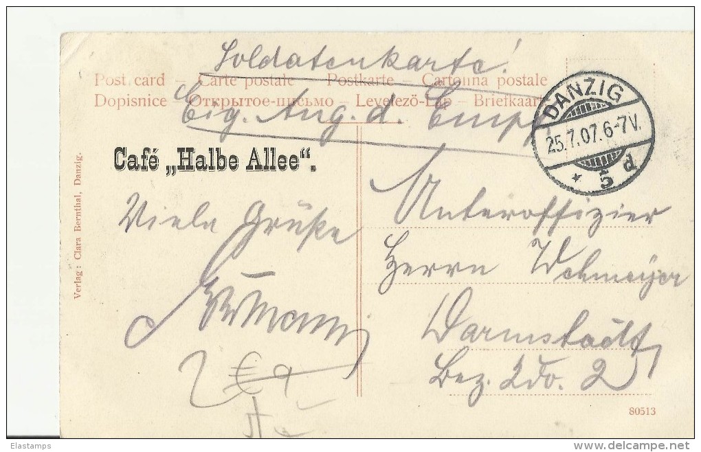 AK  DANZIG  1907 ARTUSRHOF       REKLAME "CAFE HALBE ALEE" - Danzig