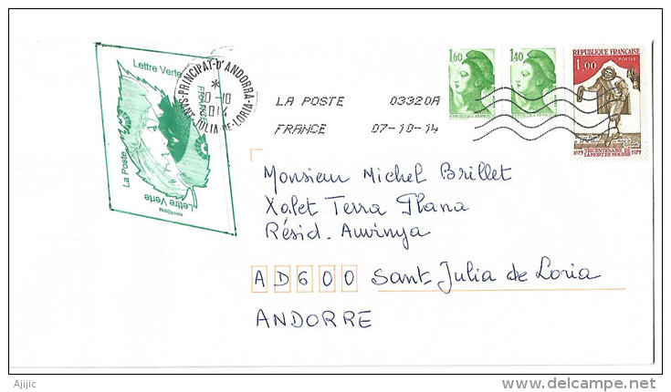 Belle Lettre Liberté De Gandon., Adressée En Andorre, Avec Timbre à Date Arrivée Au Recto Enveloppe. - 1982-1990 Liberté (Gandon)