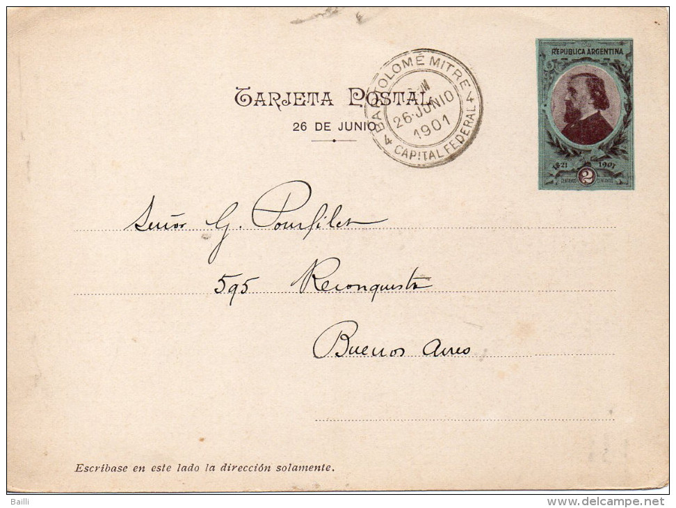 ARGENTINE ENTIER POSTAL ILLUSTRE 1901 - Enteros Postales