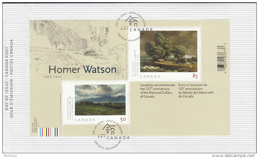 Canada FDC Scott #2110 Souvenir Sheet 50c ´Down In The Laurentides´, 'The Flood Gate' By Homer Watson - Art Canada - 2001-2010