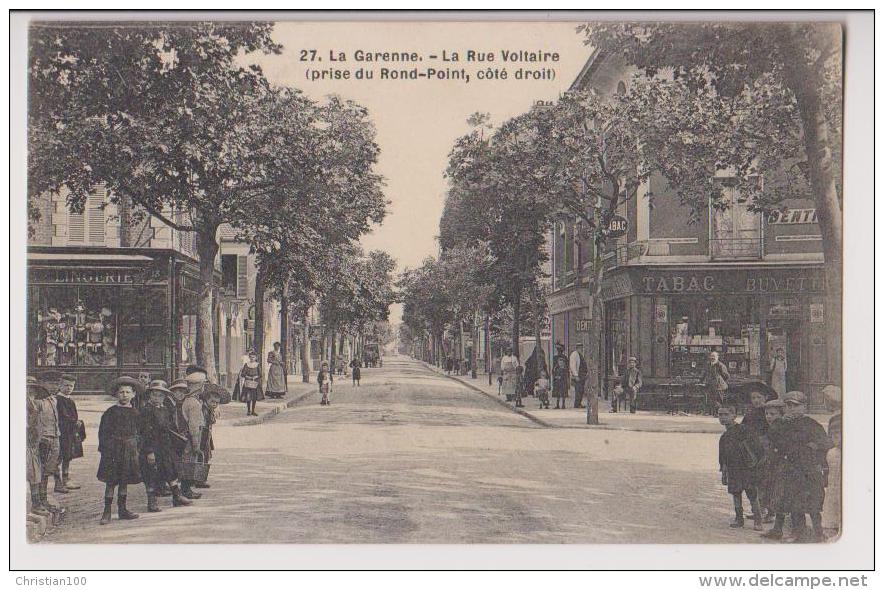 LA GARENNE RUE VOLTAIRE - LINGERIE - TABAC - BUVETTE - ECRITE EN 1910 - 2 SCANS - - La Garenne Colombes