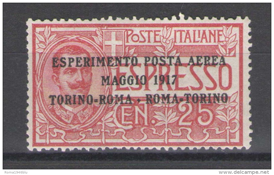 REGNO 1917 POSTA AEREA 25 C. CENTRATO ** MNH - Correo Aéreo