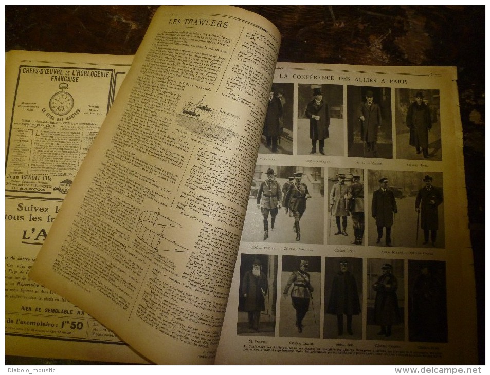 1917 LPDF: TRAWLERS;Italiens à La Piave; GRANDES-ROUSSES D'aéroplane;Sous-marin Renfoueur; Faire Un Journal Du FRONT - Frans