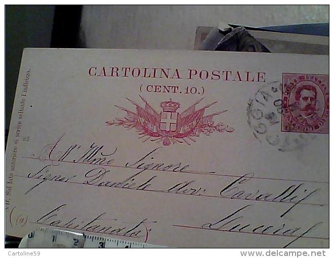 REGNO CARTOLINA POSTALE 10 C  MILLESIMO 89 DA FOGGIA X LUCERA  1890 EM9601 - Interi Postali