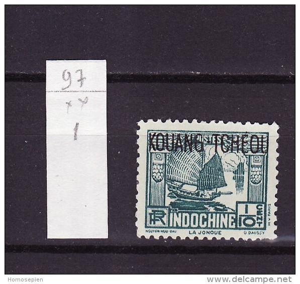 Kouang Tcheou - Indochine 1937 Y&T N°97 - Michel N°129 *** - 1/10c Jonque - Neufs