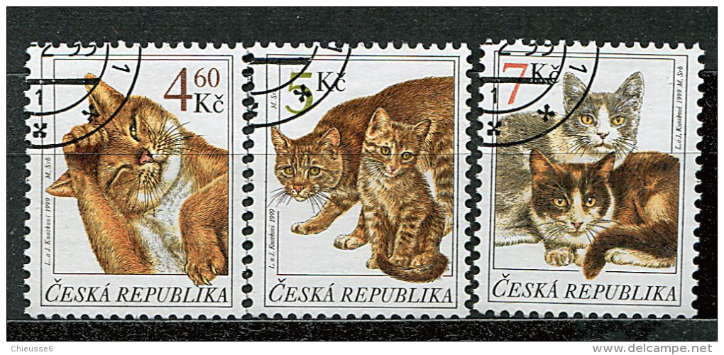 (cl 27 - P50) Rep. Tchèque Ob N° 199 à 201 (ref. Michel Au Dos)  - Chats - - Unused Stamps