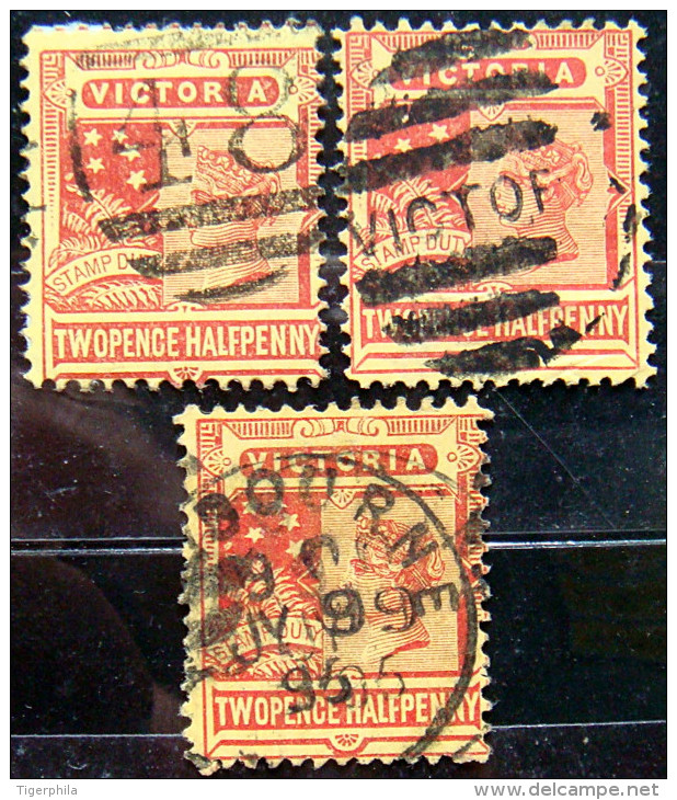 VICTORIA 1890 2.5d Queen Victoria USED 3 Stamps Scott172 CV$4.50 - Gebruikt