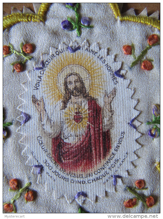 A2 IMAGE PIEUSE CANIVET RELIGIEUSE  BRODEE DENTELLE FLEURS  A VOIR  !!!! - Santini