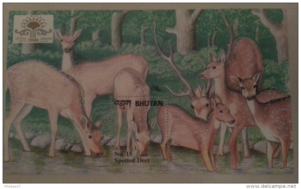 BHUTAN  -  SPOTTED DEER   -    INDEPEX 2000 - Bhután