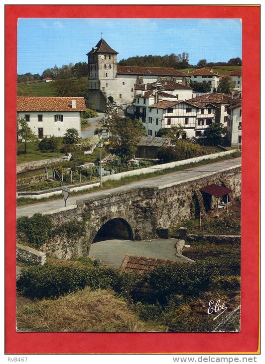 * ESPELETTE - Vue Générale Sur L'Eglise De Saint-Etienne - 1985 ( Carte Toilée ) - Espelette