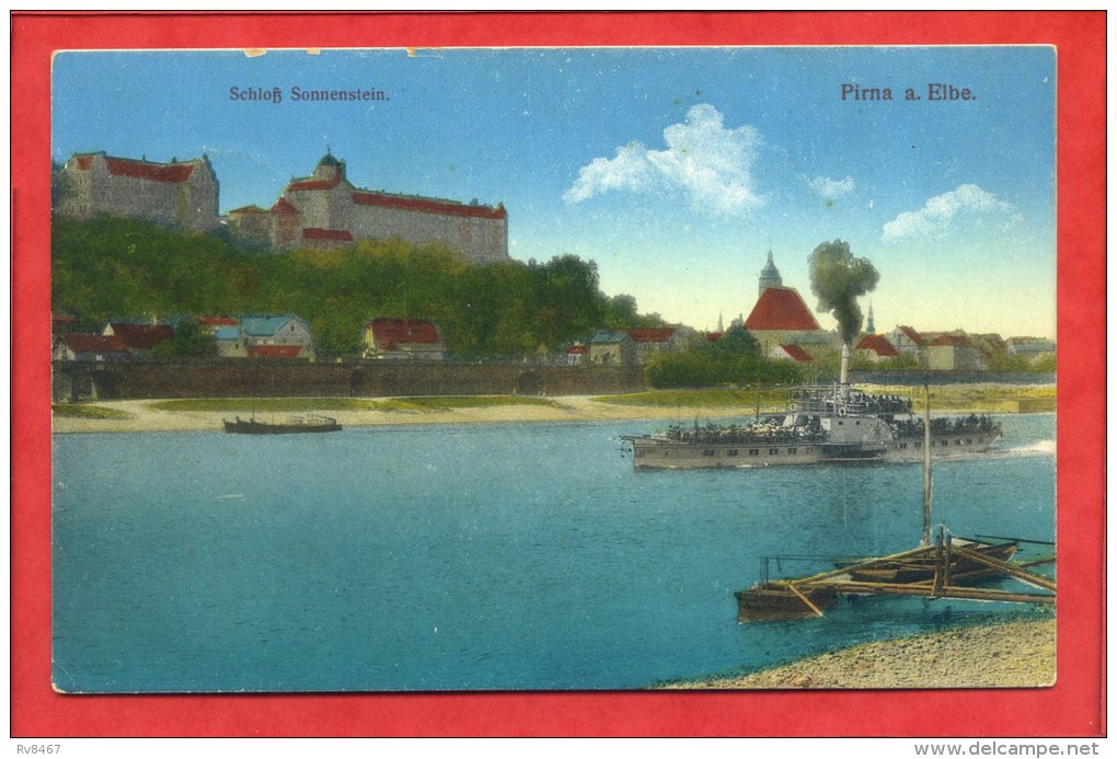 * Schlofz Sonnenstein Pirna A. Elbe ( Bateau à Vapeur ) - 1916 - Pirna