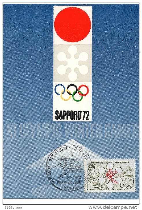CP  PREMIER JOUR JEUX OLYMPIQUES SAPPORO 1972 RARE - Olympische Spiele