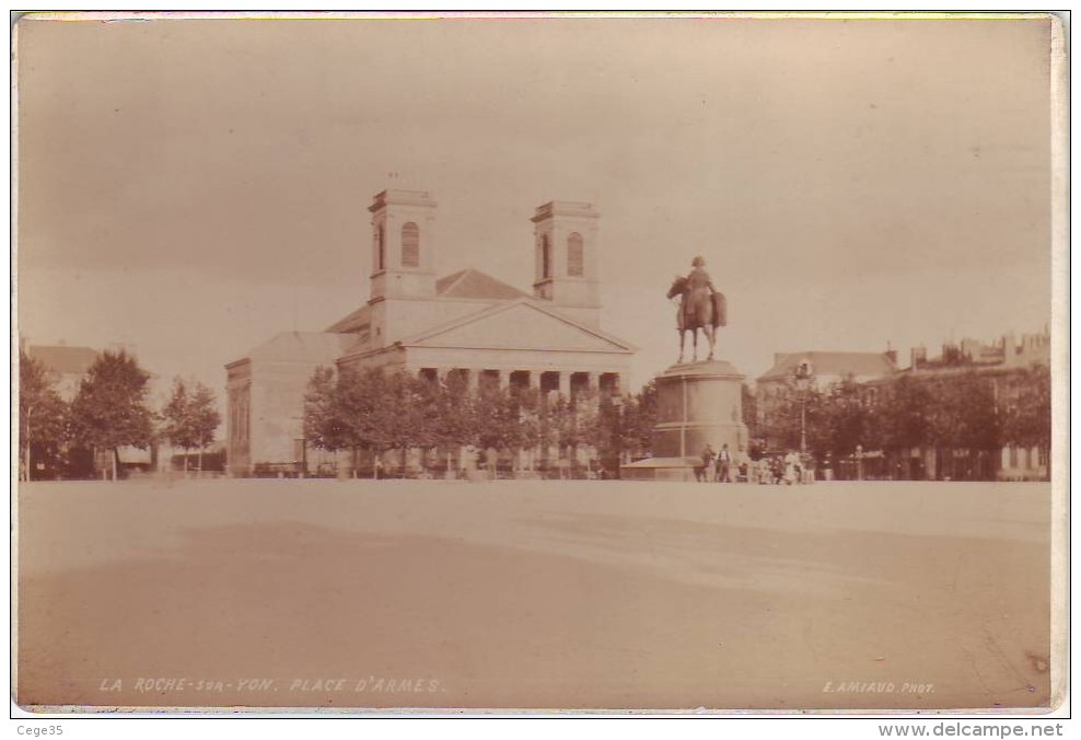 La Roche Sur Yon - Place D'Armes - Photo Albuminée Sur Carton Fort - 16,40 Cm X 10,80 Cm - Phot E. Amiaud - Oud (voor 1900)