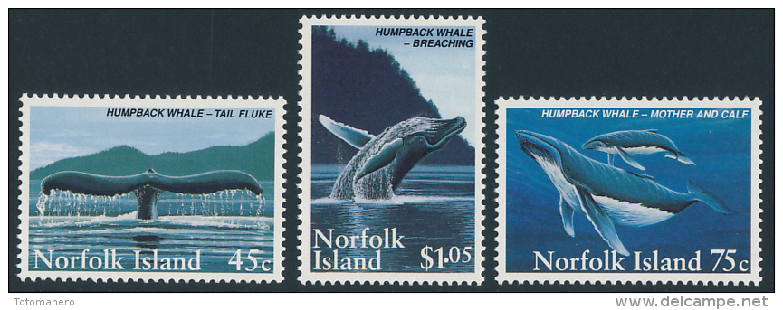 NORFOLK Island 1995 UMPBACK WHALE, Antarctic Wildlife Set Of 3v** - Antarctische Fauna