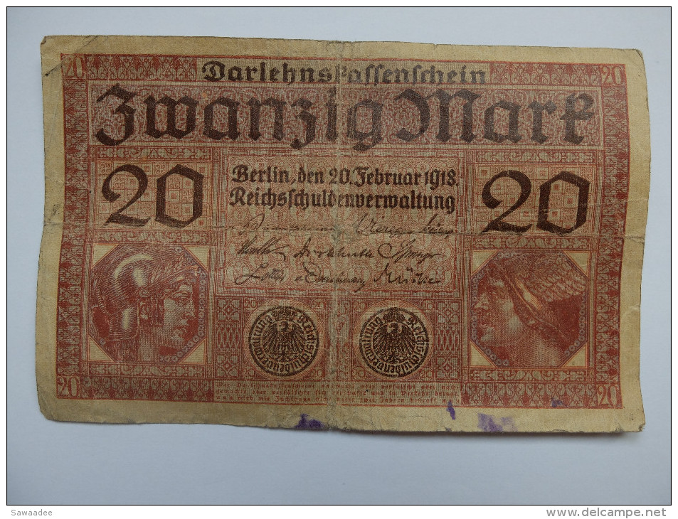 BILLET ALLEMAGNE - EMPIRE - P.57 - 20 MARK - 1918 - 20 Mark