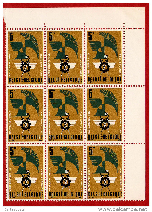 1977  -  BELGIQUE  N°  1855**   Bloc  De  9   Timbres  Neufs - Collections