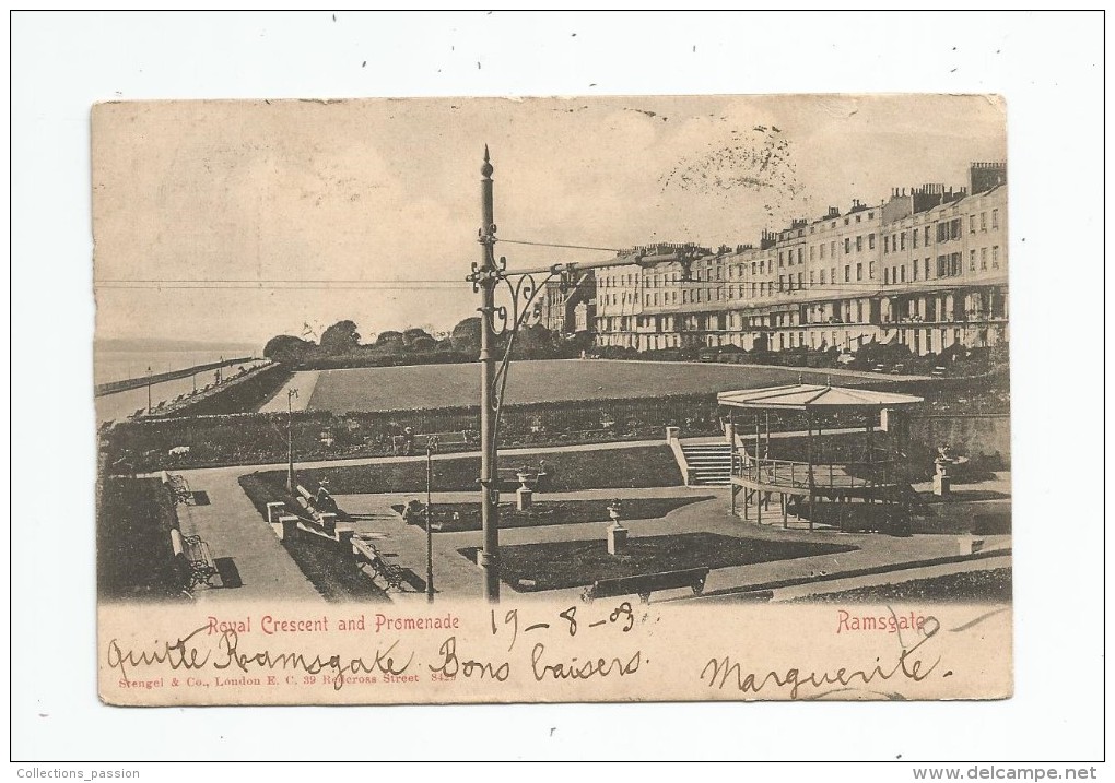 Cp , Angleterre , Kent , Ramsgate , Royal Crescent And Promenade , Dos Simple , Voyagée 1903 - Ramsgate