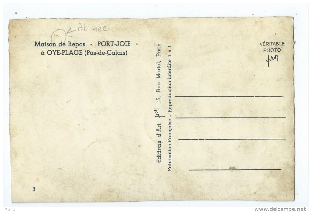 Carte - Maison De Repos"Port-Joie" à Oye Plage - Oye Plage