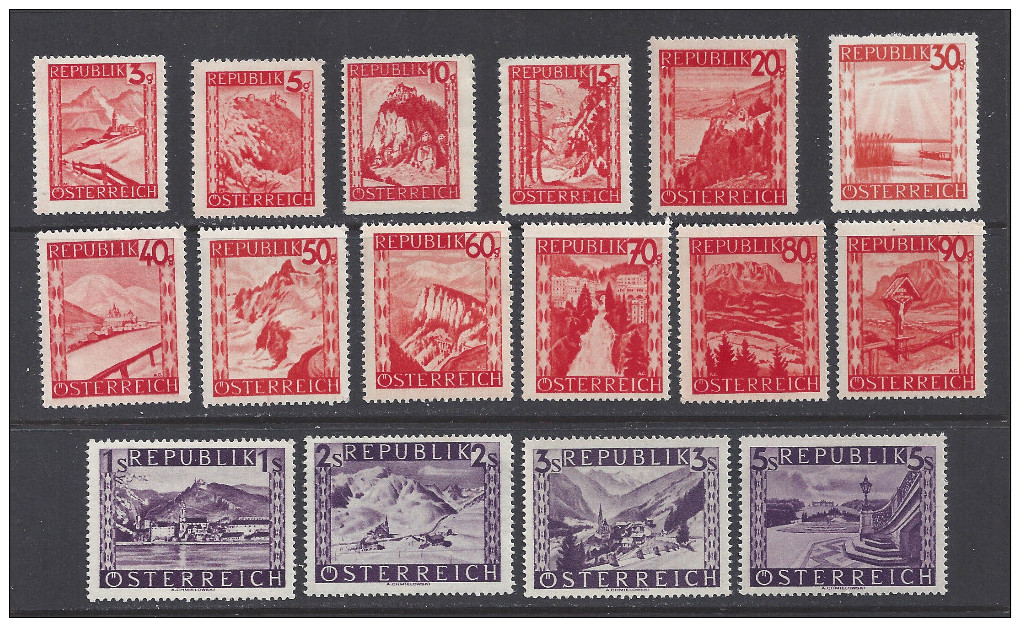 Autriche  1948  Y&T  697-711  **  MNH   Cote: 35.00 - Ongebruikt