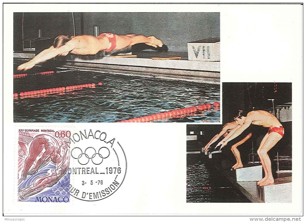 CM Monaco - 21ème Olympiade De Montréal - La Natation - 1976 - Maximumkaarten