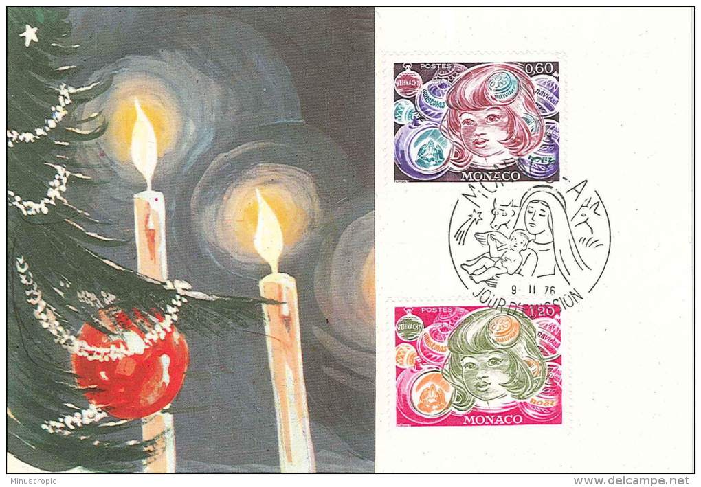 CM Monaco - Emission De Noël - 1976 - Cartes-Maximum (CM)