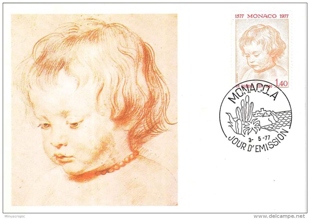 CM Monaco - 400ème Anniversaire De La Naissance De Rubens - Portrait D'enfant - 1977 - Maximumkarten (MC)