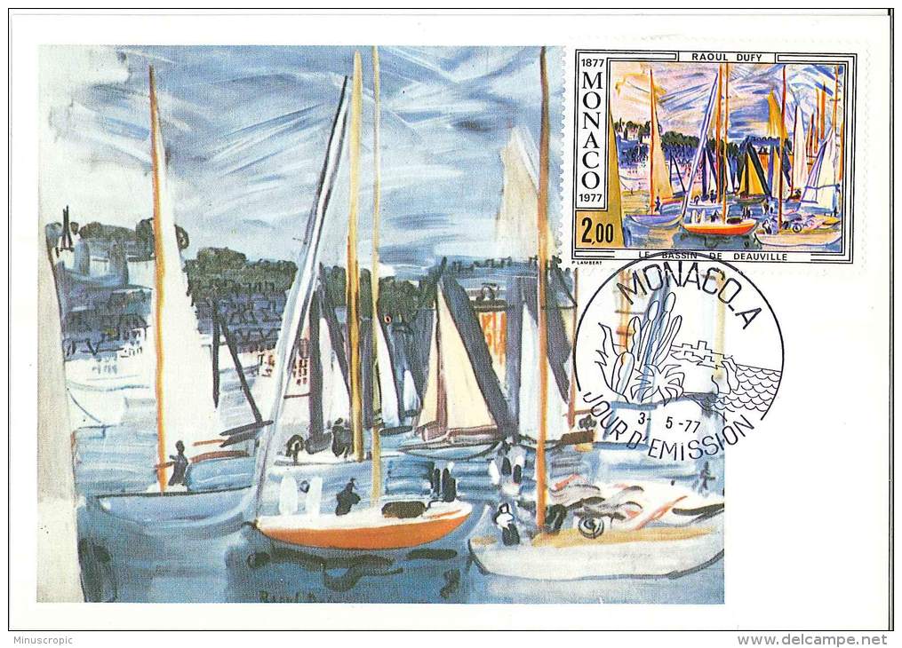 CM Monaco - Centenaire De La Naissance De Raoul Dufy - Le Bassin De Deauville - 1977 - Maximumkarten (MC)