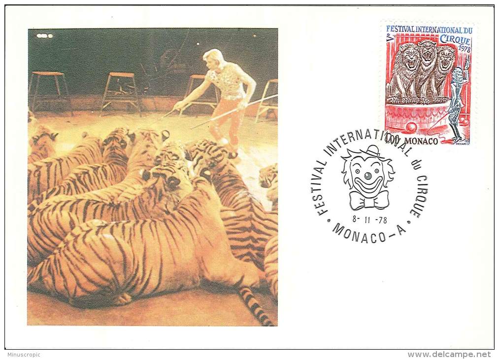 CM Monaco - 5ème Festival International Du Cirque - Tigres - 1978 - Maximumkaarten