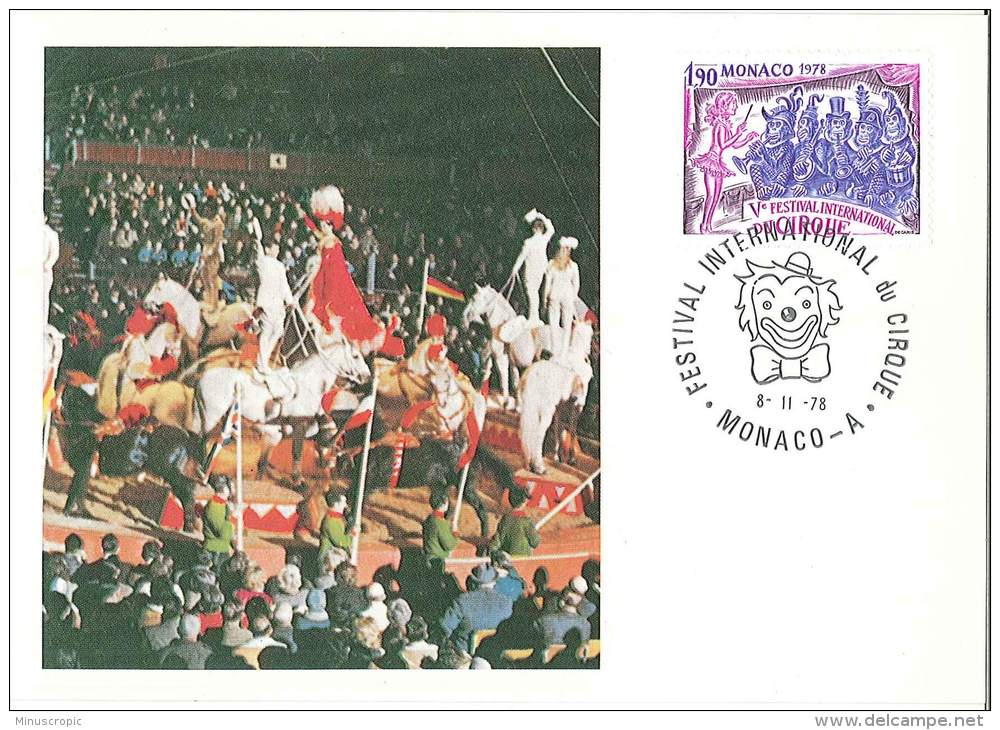 CM Monaco - 5ème Festival International Du Cirque - Chevaux - 1978 - Maximumkaarten