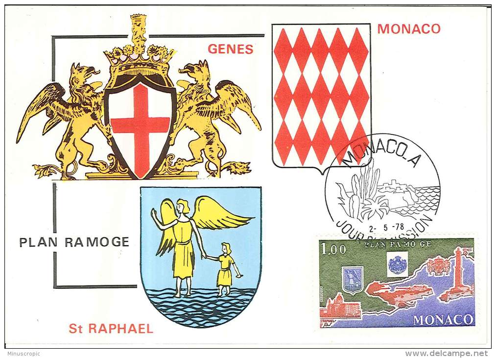 CM Monaco - Gènes - Saint Raphael - Plan RAMOGE - 1978 - Maximum Cards