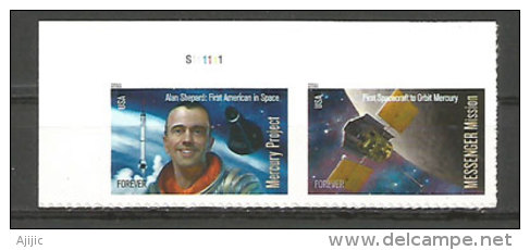 USA. Projet Mercury & Mission Messenger. (Alan Shepard)  2 T-p Neufs ** Bord De Feuille - USA