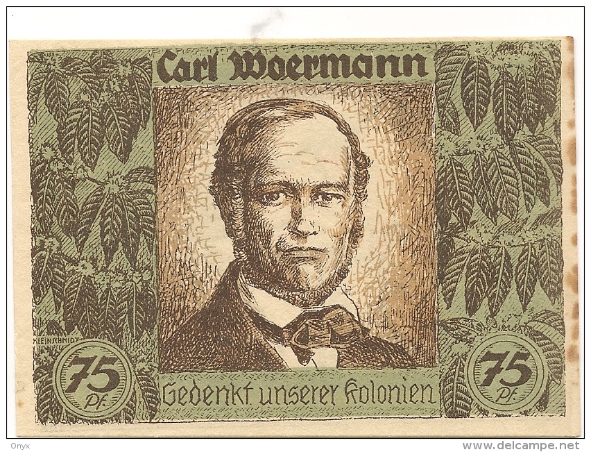 ALLEMAGNE / GERMANY - CARL MOERMANN   KOLONIAL - 75 PFENNIG 1922 / SERIE B - Altri & Non Classificati