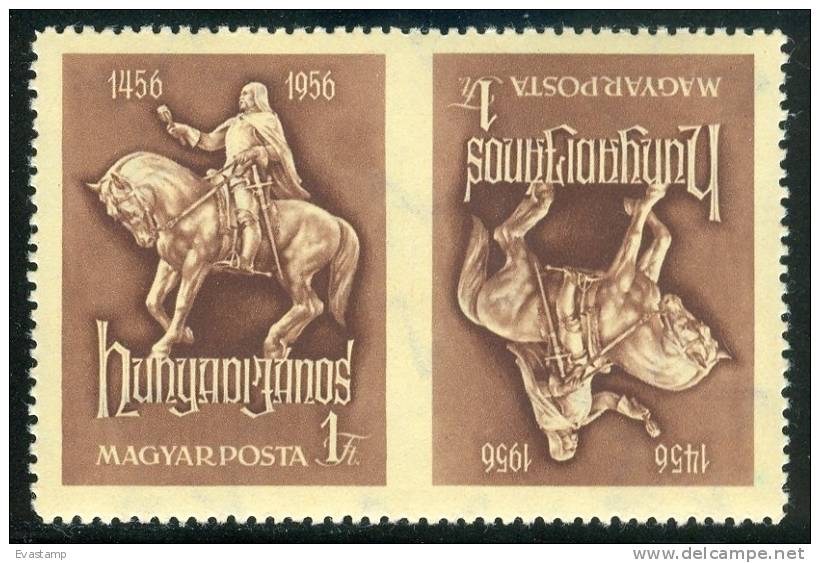 HUNGARY-1956. Statue Hunyadi Tete-Beche-imperf.. MNH!!! - Unused Stamps